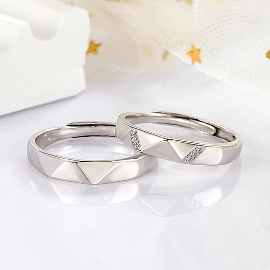 Diamond Cut CZ Silver Matching Rings