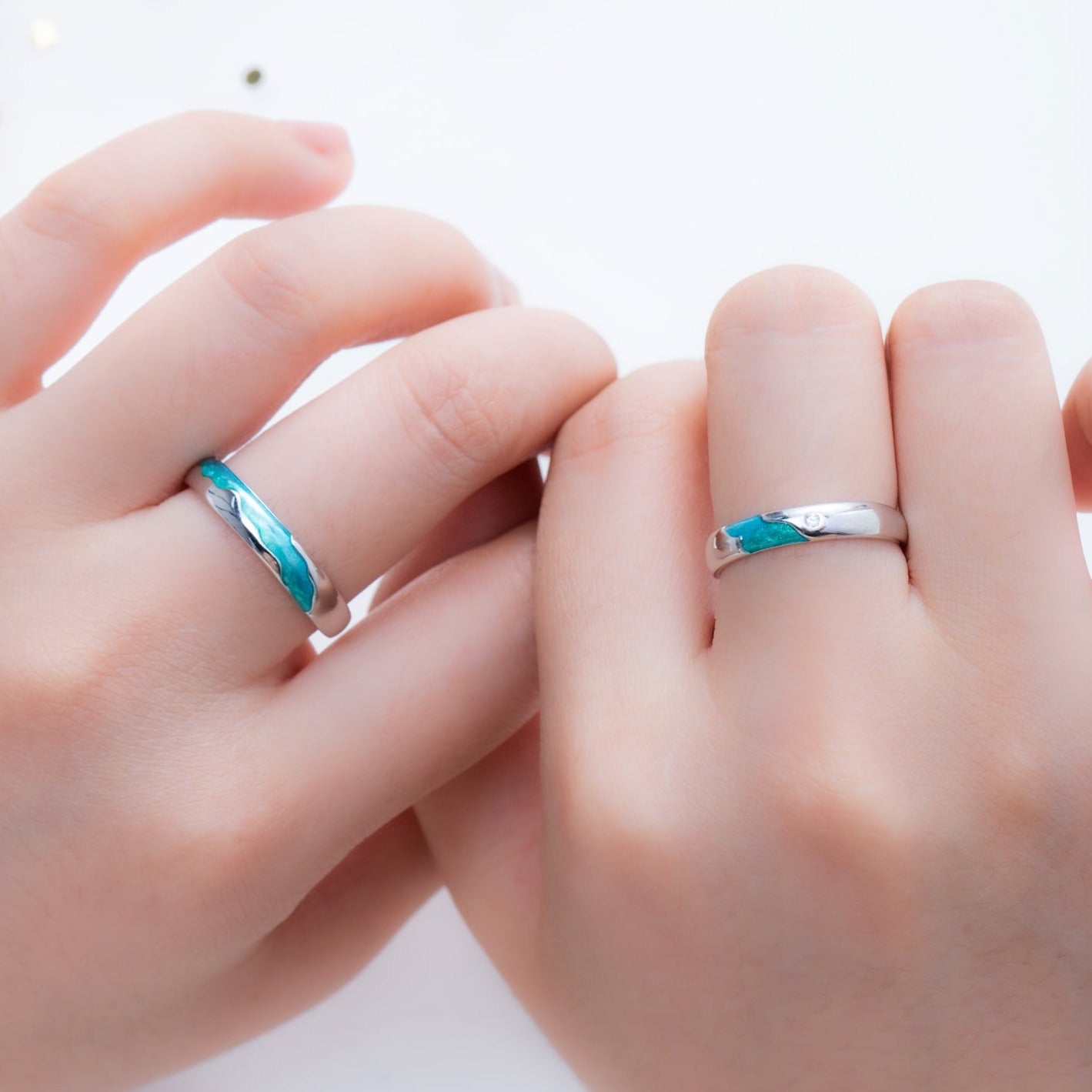 Aurora Galaxy Silver Couple Rings