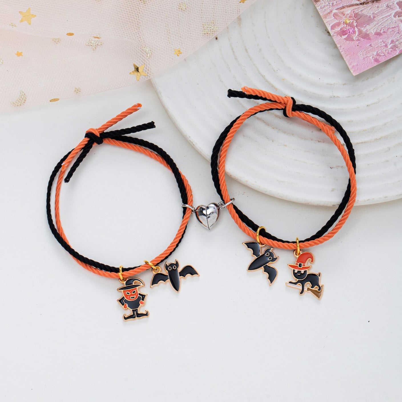 Boo! Pumpkin Halloween Matching Bracelets