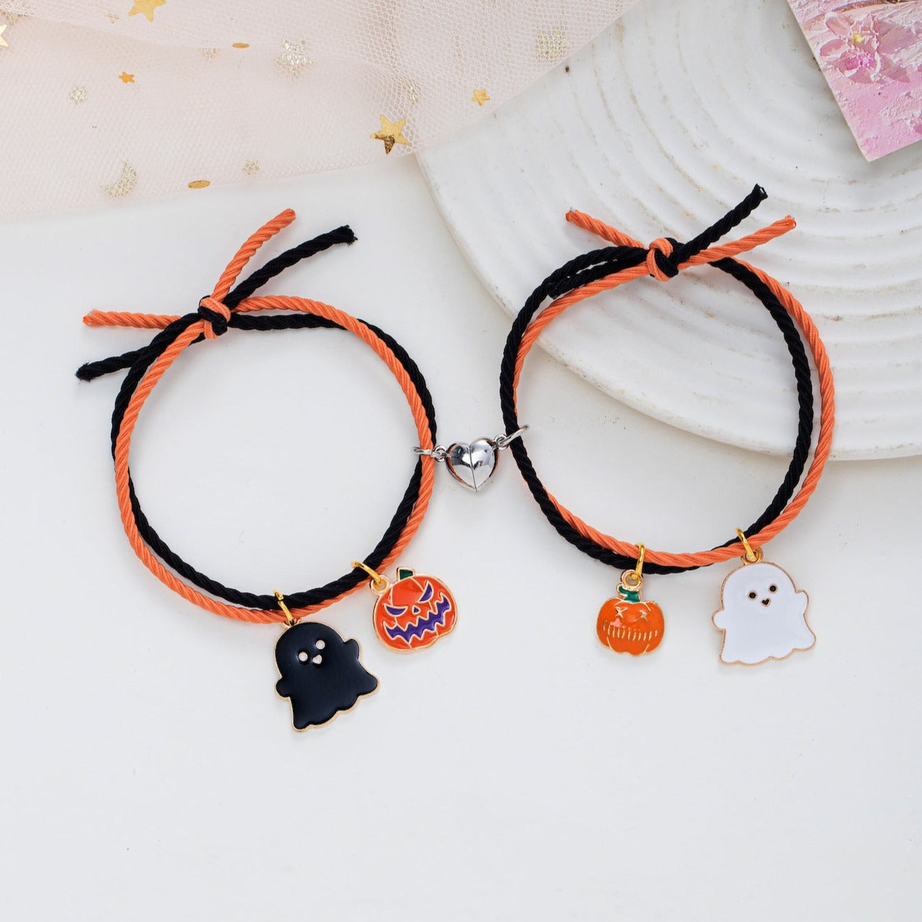 Boo! Pumpkin Halloween Matching Bracelets