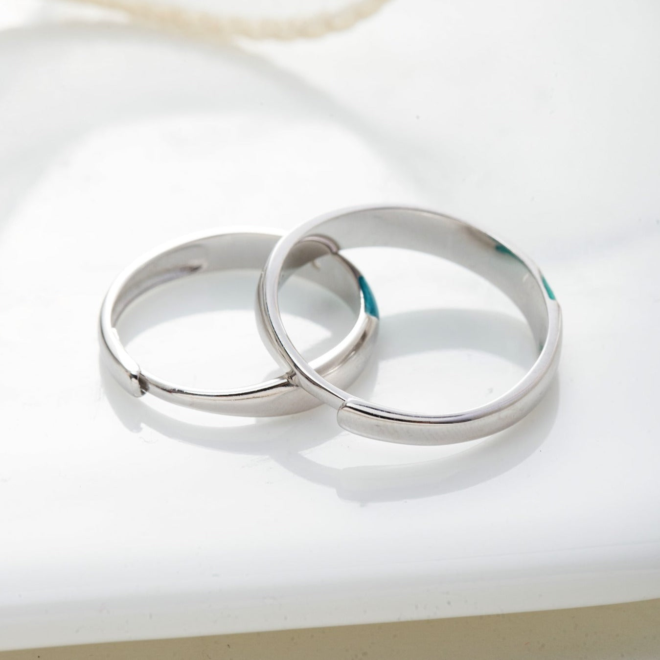 Aurora Galaxy Silver Couple Rings