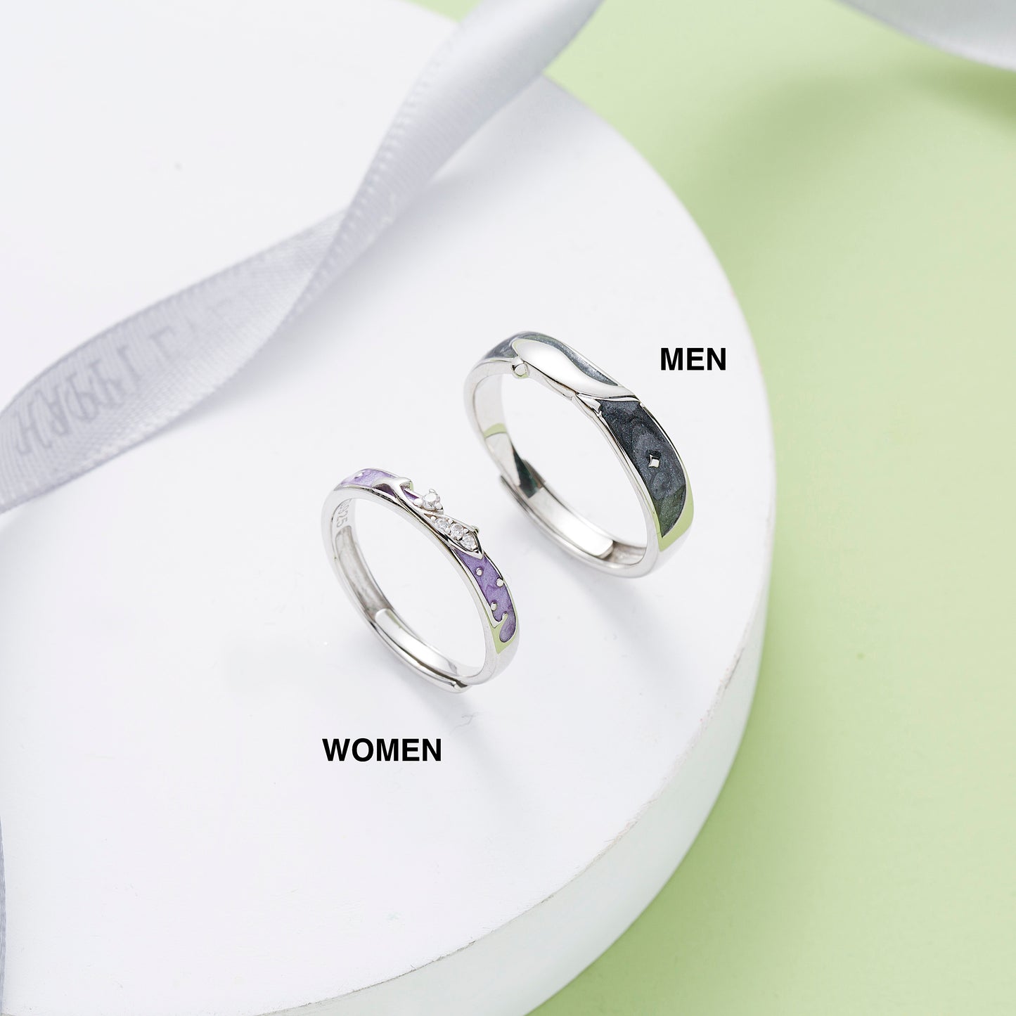 Sea Whales Silver Couple Rings