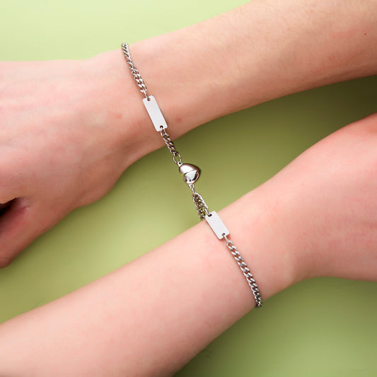 Connecting Heart Stainless Steel Matching Bracelets