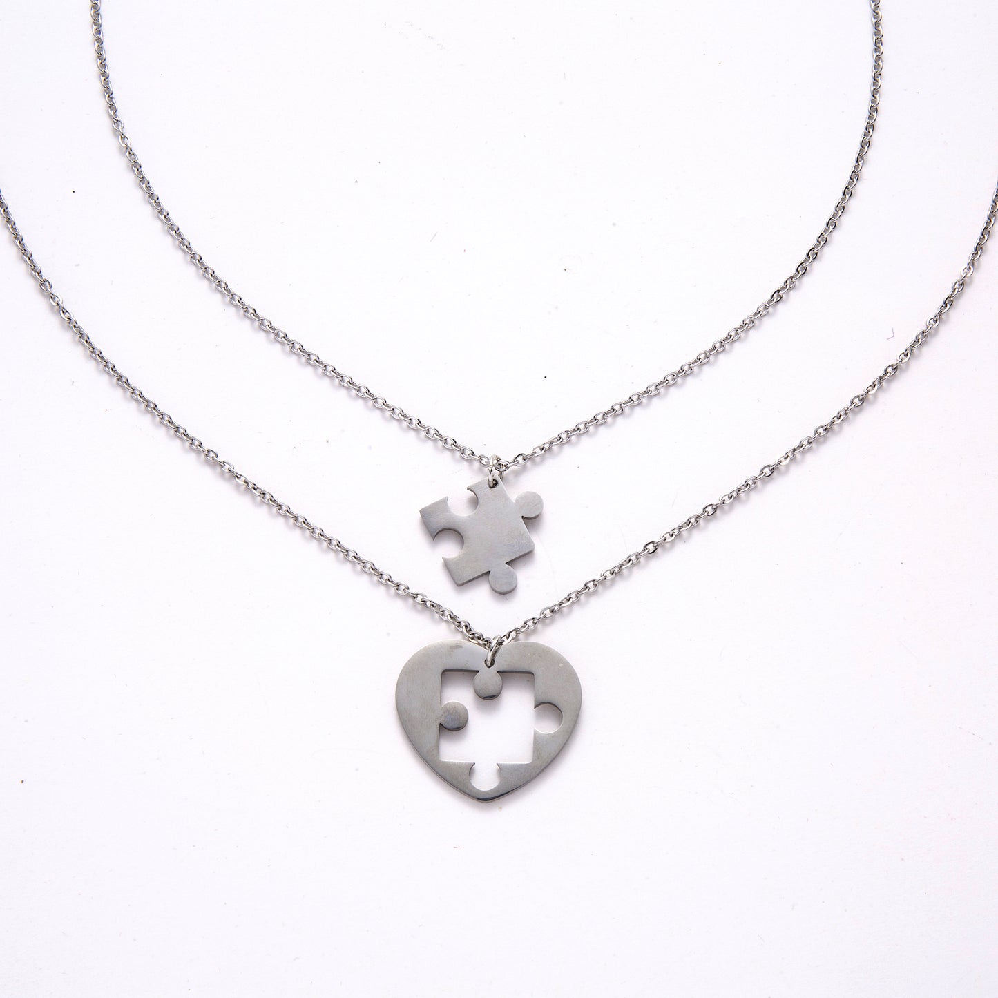 Puzzle Heart Matching Couple Necklace Set