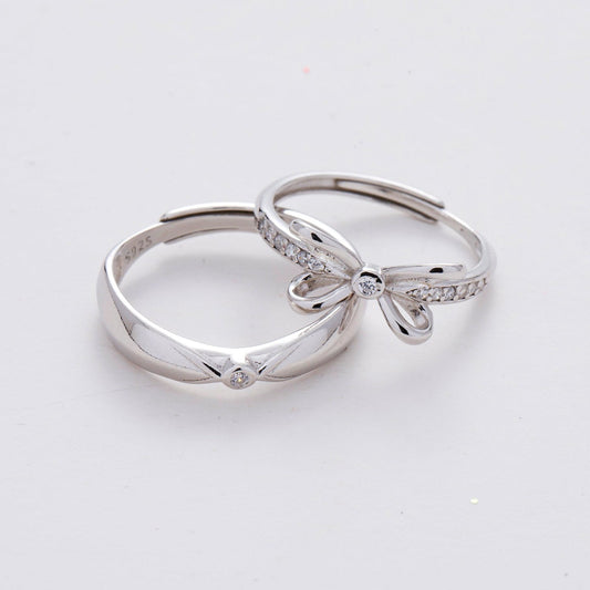 Butterfly CZ Silver Couple Rings