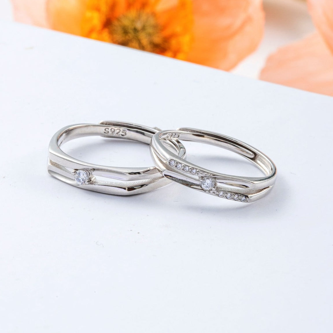 Pure 925 Silver Couple Bands