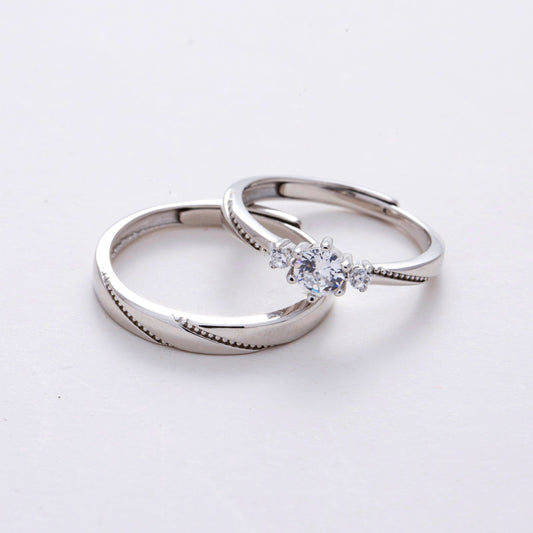 AAA Zircon Engagement Couple Rings