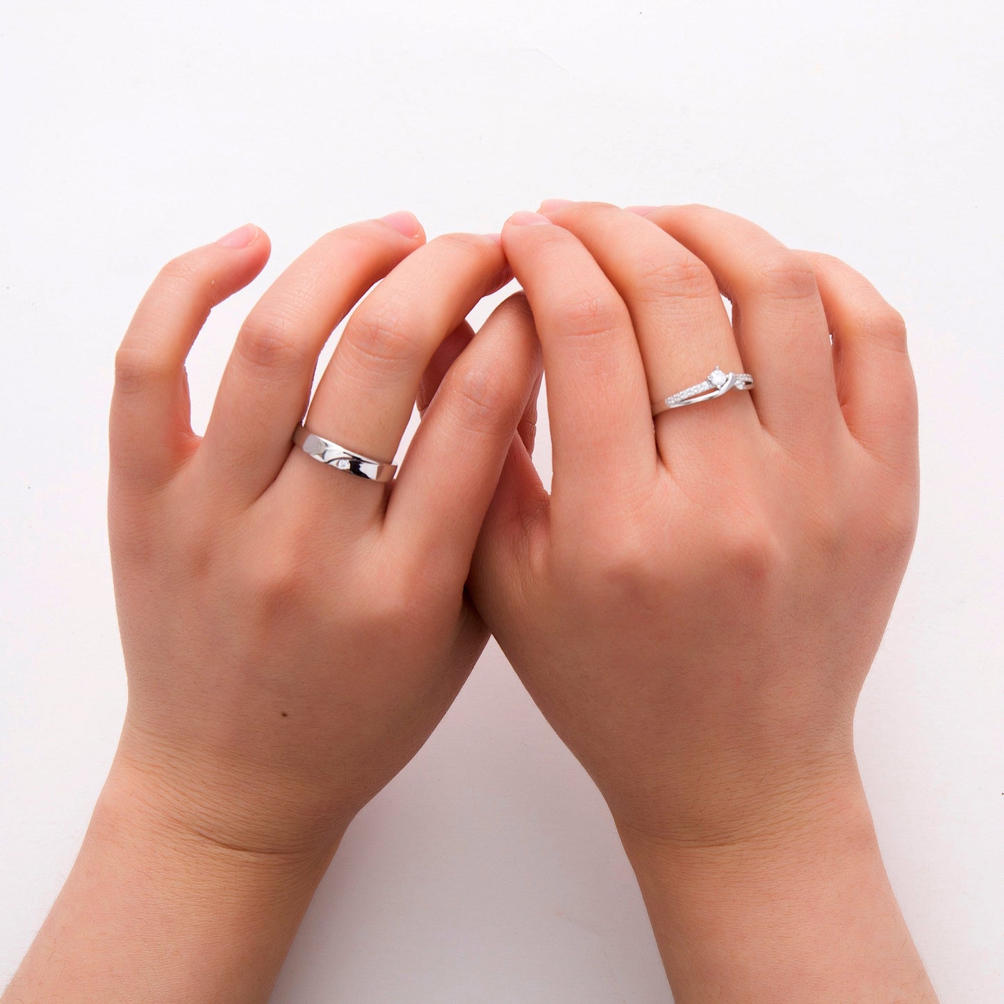 AAA Zircon 925 Silver Couple Rings Adjustable in Sizes