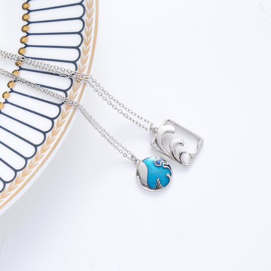 Sky Waves 925 Silver Couple Necklace
