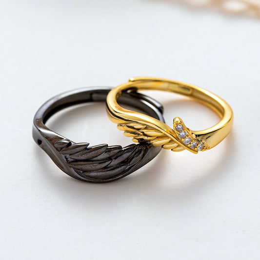 Angel Demon Wings 925 Silver Couple Rings