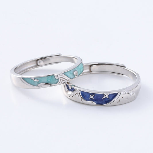 Couple Rings Silver | Sea Waves Couple Rings | AVIJEWELRY