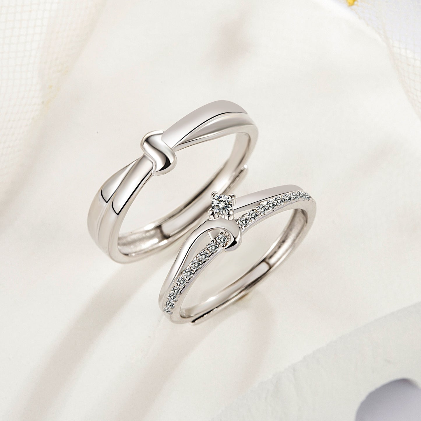 5A Zircon S925 Silver Couple Rings