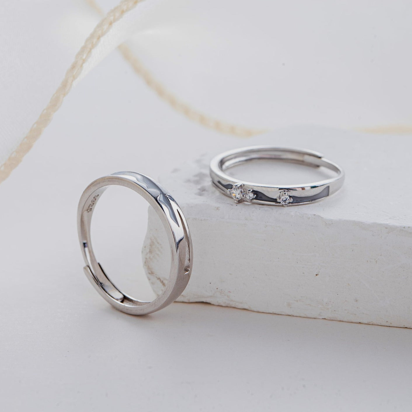 Glowing Matching 925 Silver Couple Rings