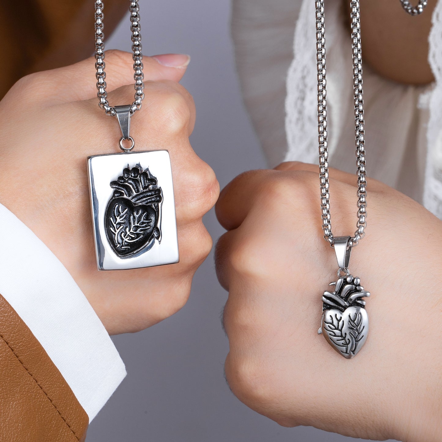 Heart Pendant Matching Couple Necklaces