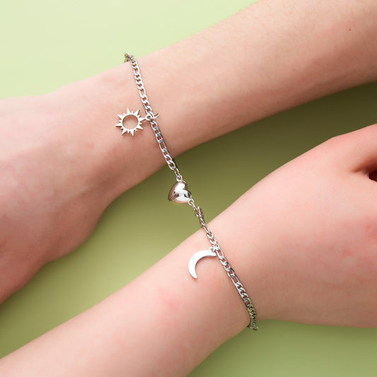Magnetic Heart Sun Moon Couple Bracelets