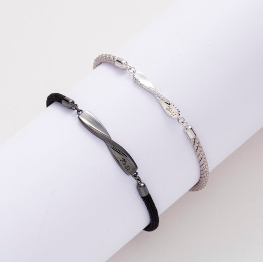 Twisted Rope Silver Couple Bracelets