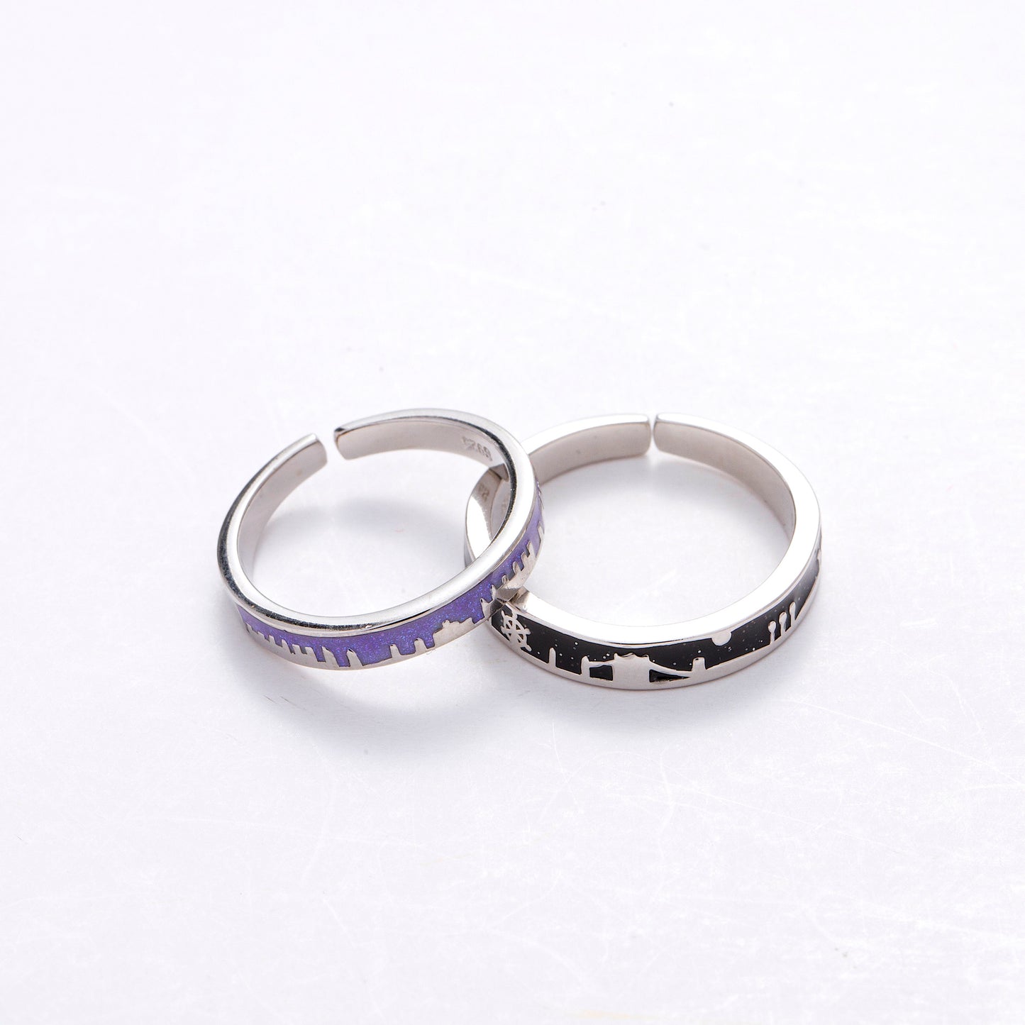 Galaxy City Silver Couple Rings