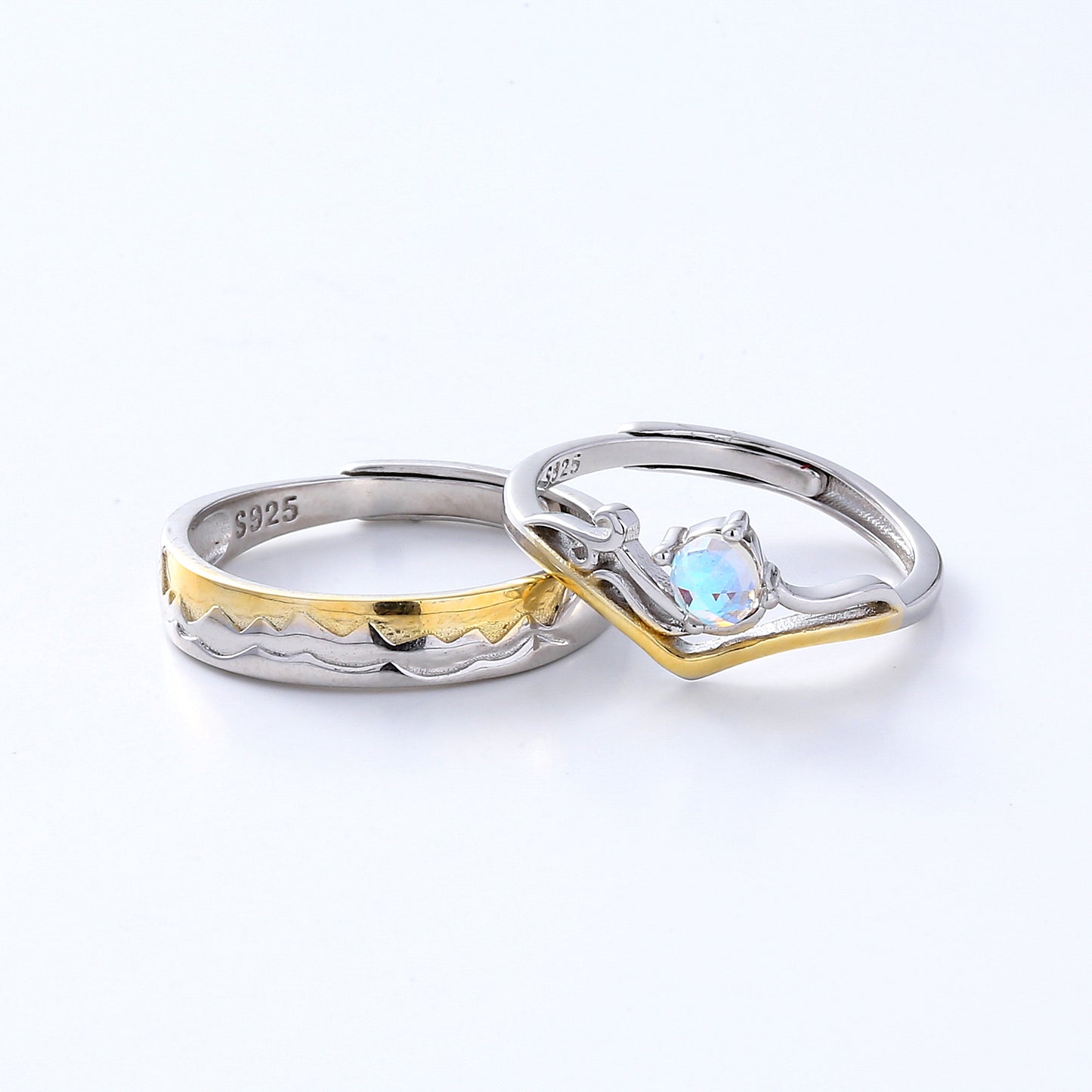 Moonstone Couple Rings