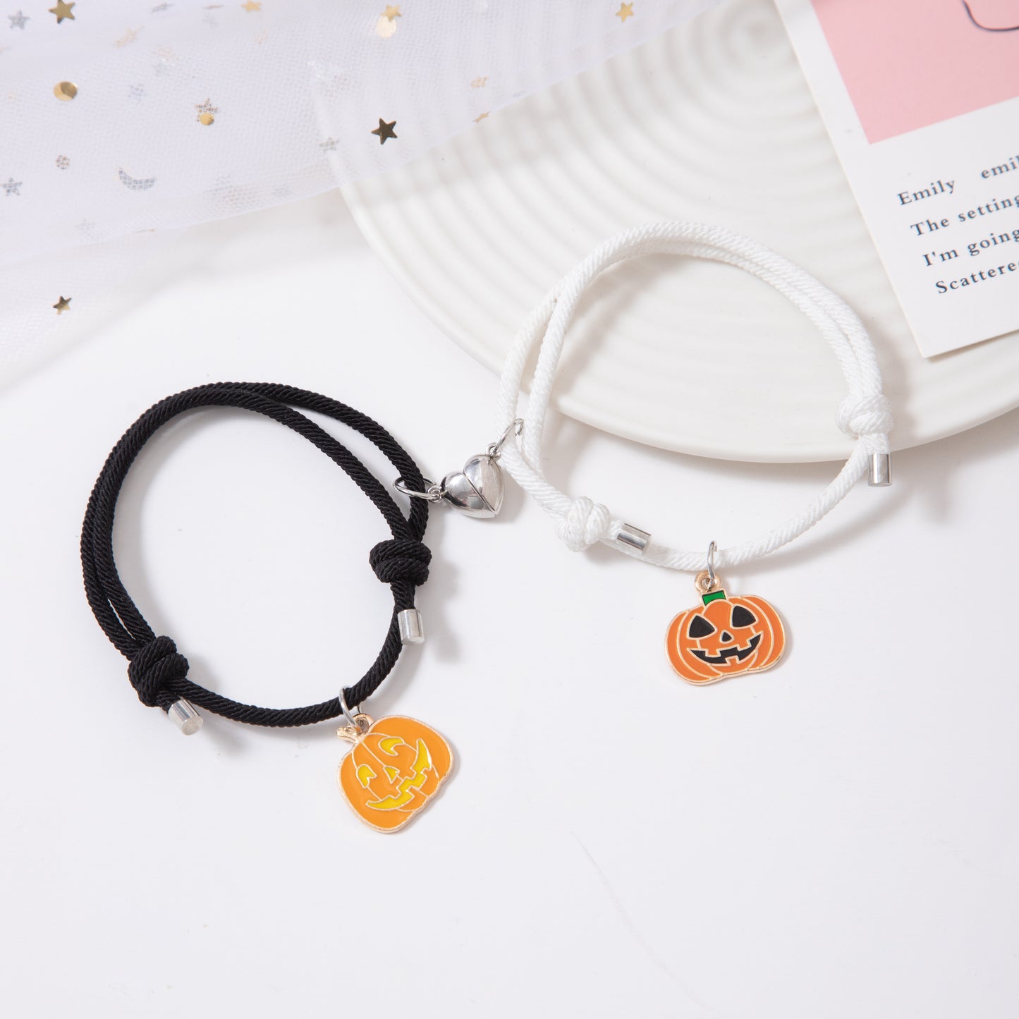 Pumpkin & Skull Matching Halloween Bracelets