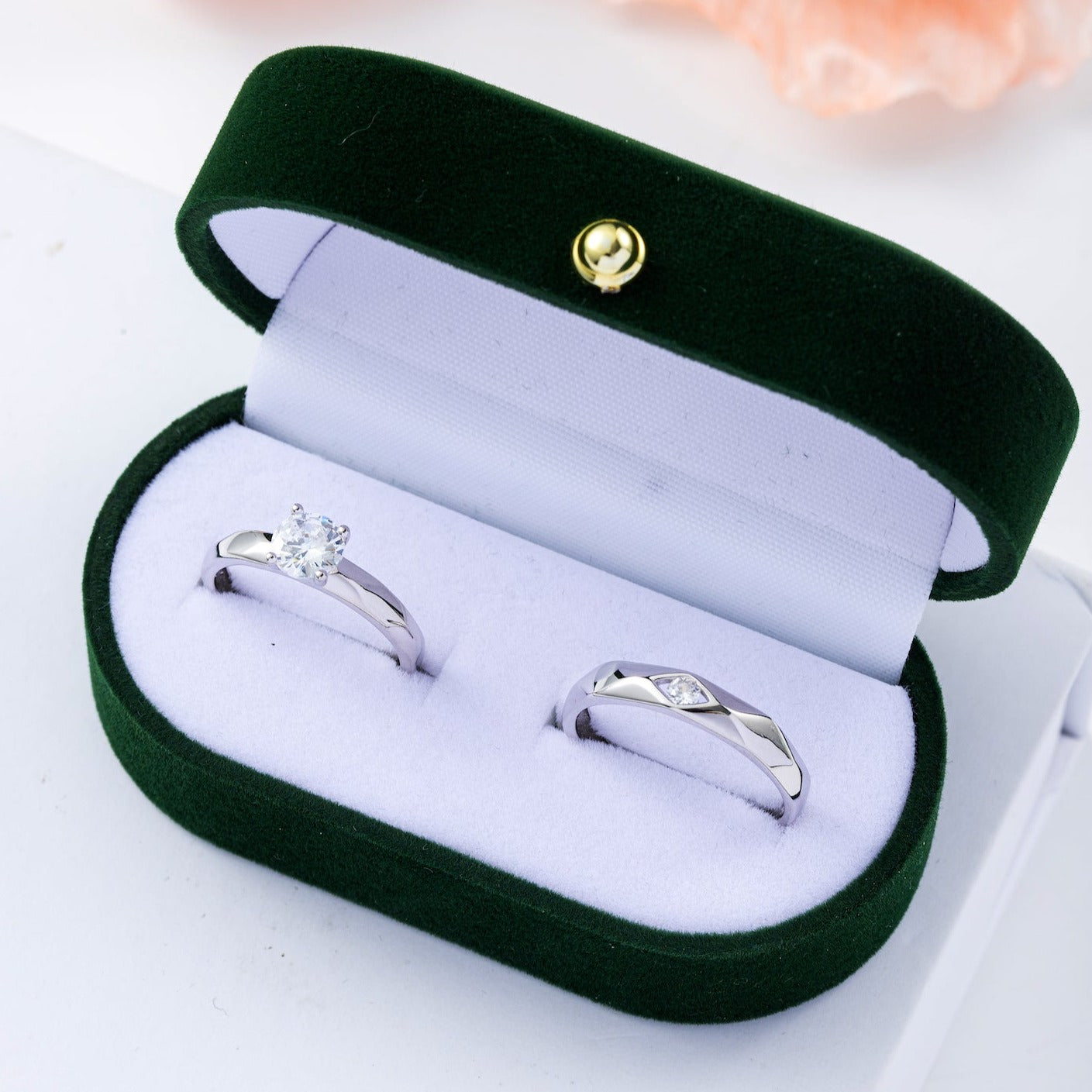 Diamond Cut S925 Silver Couple Rings
