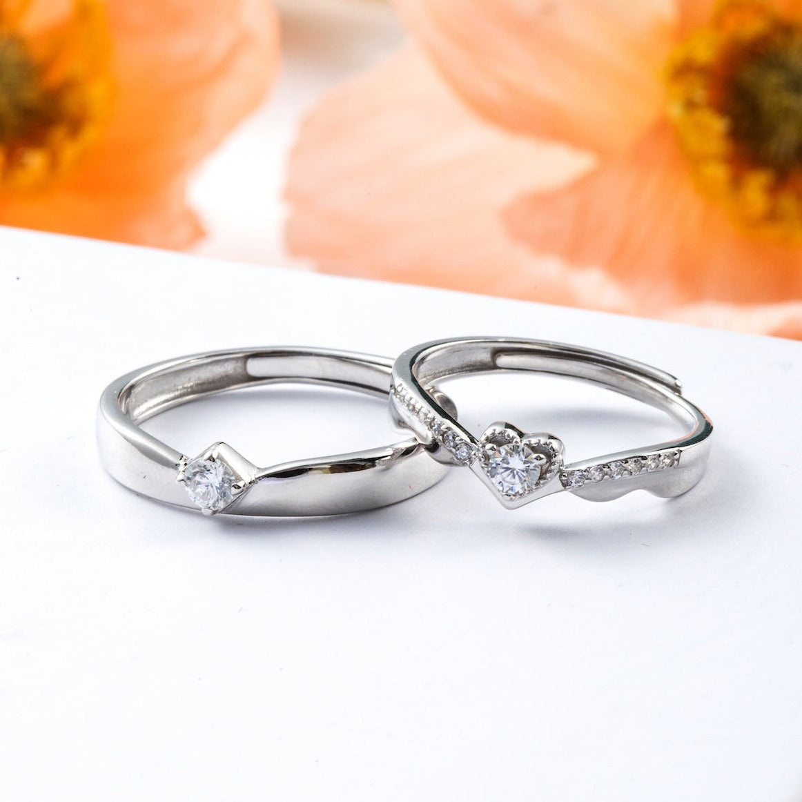 AAA Zircon 925 Silver Couple Rings