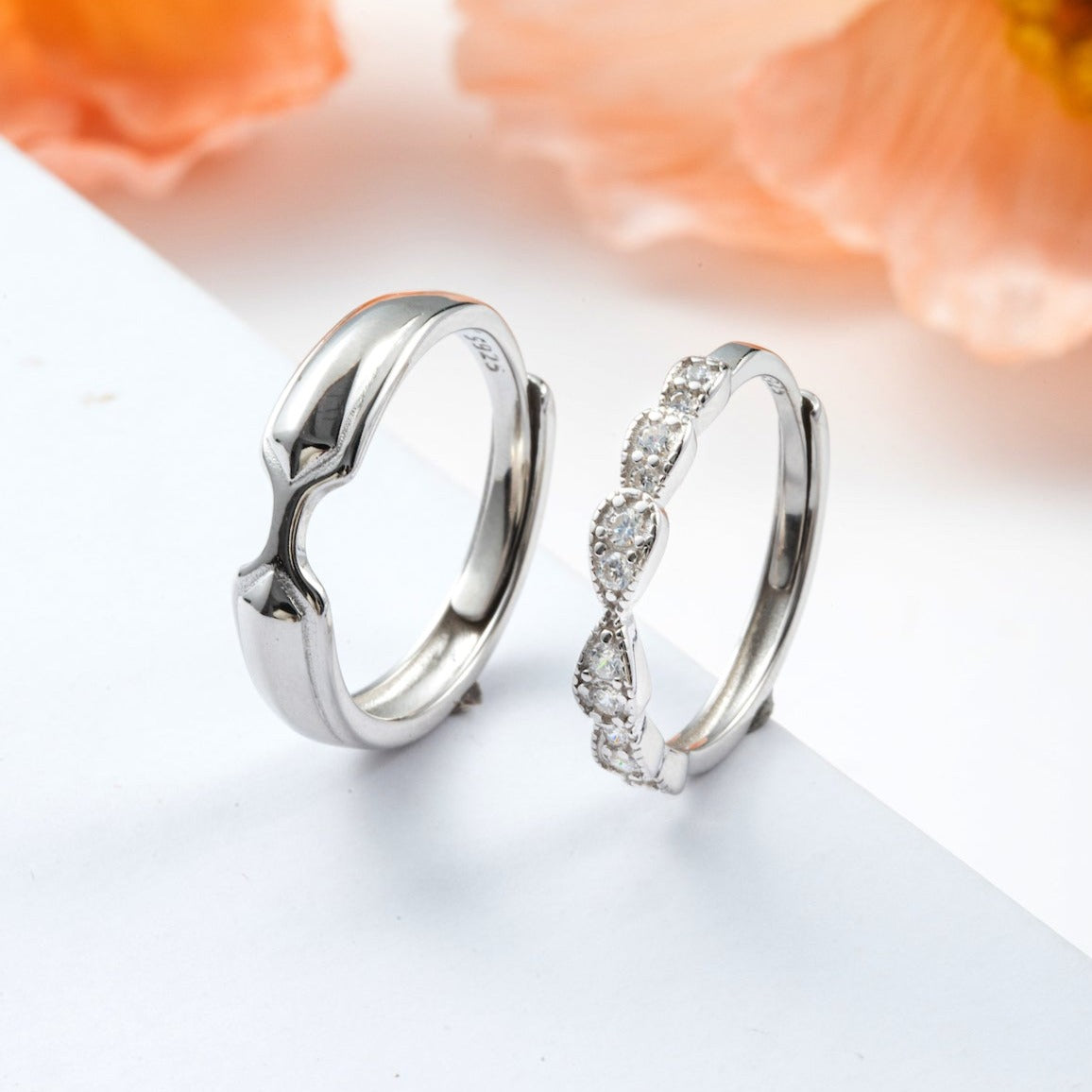 Eternity Band S925 Silver Couple Rings
