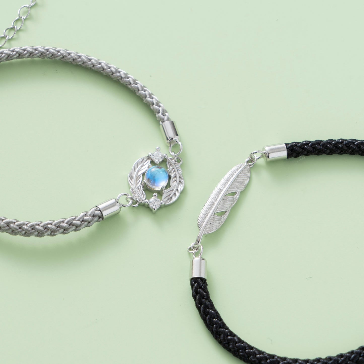 Moonstone Silver Couple Matching Bracelets