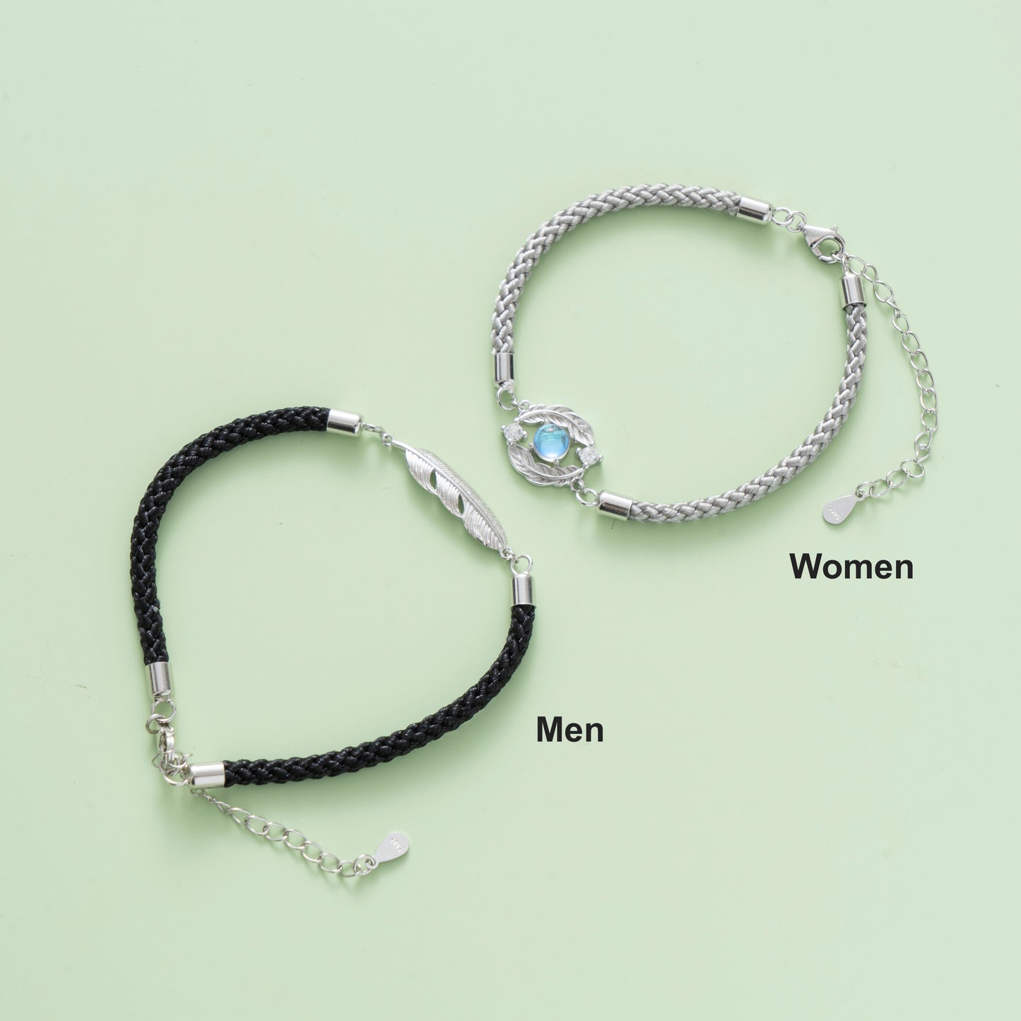 Moonstone Silver Couple Matching Bracelets