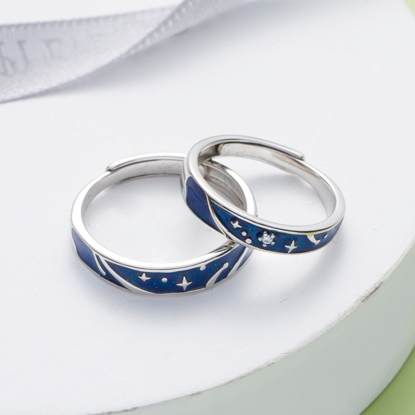 Stars and Sky Silver Couple Rings