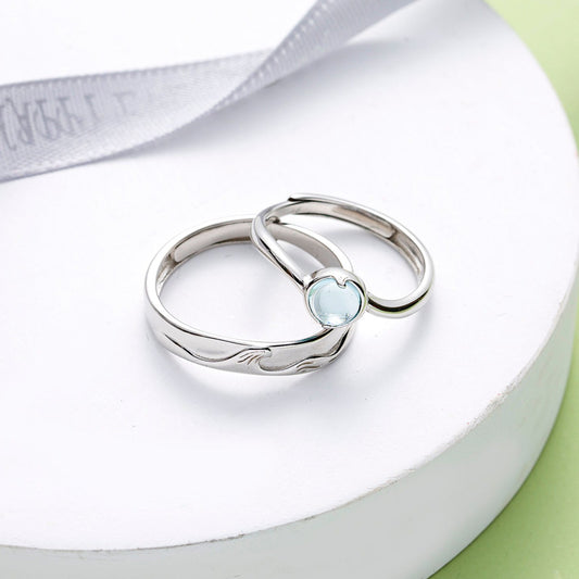Moonstone Silver Matching Rings