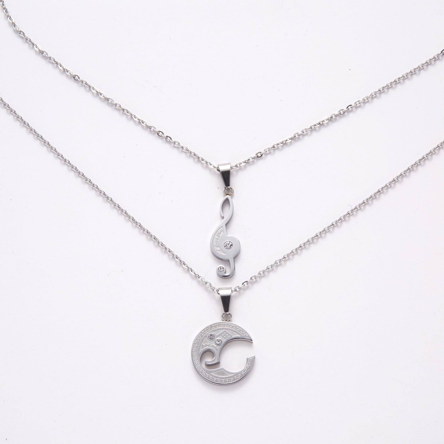 Music Clef Pendant Couple Matching Necklaces