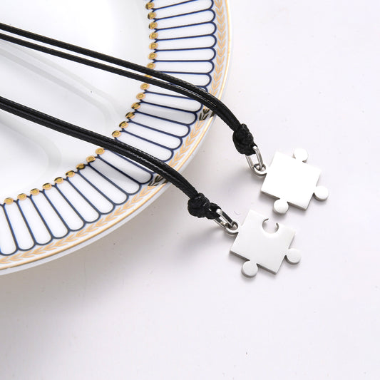 Puzzle Pendant Couple Matching Necklaces