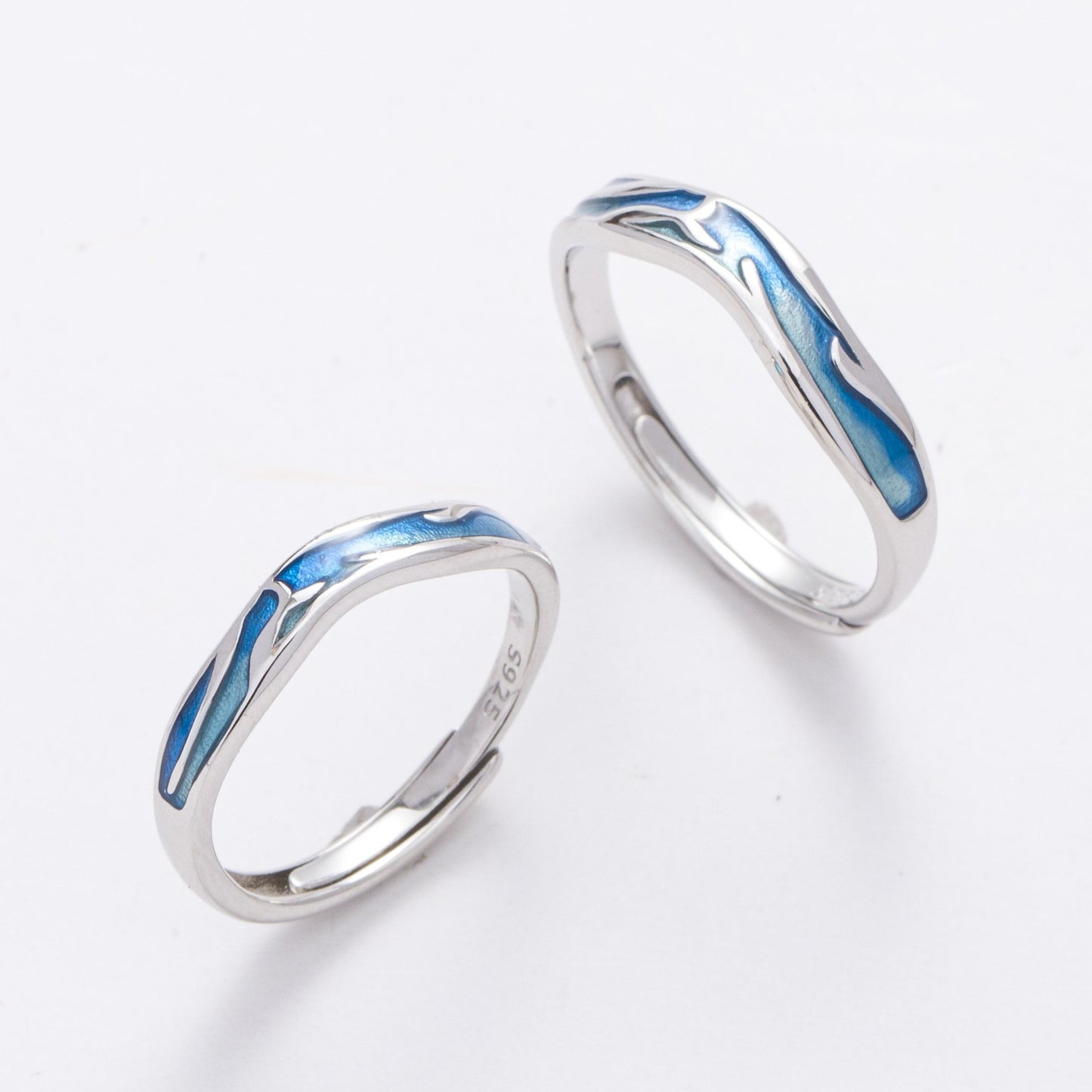 Blue Waves Couple Rings | Waves Rings | AVIJEWELRY