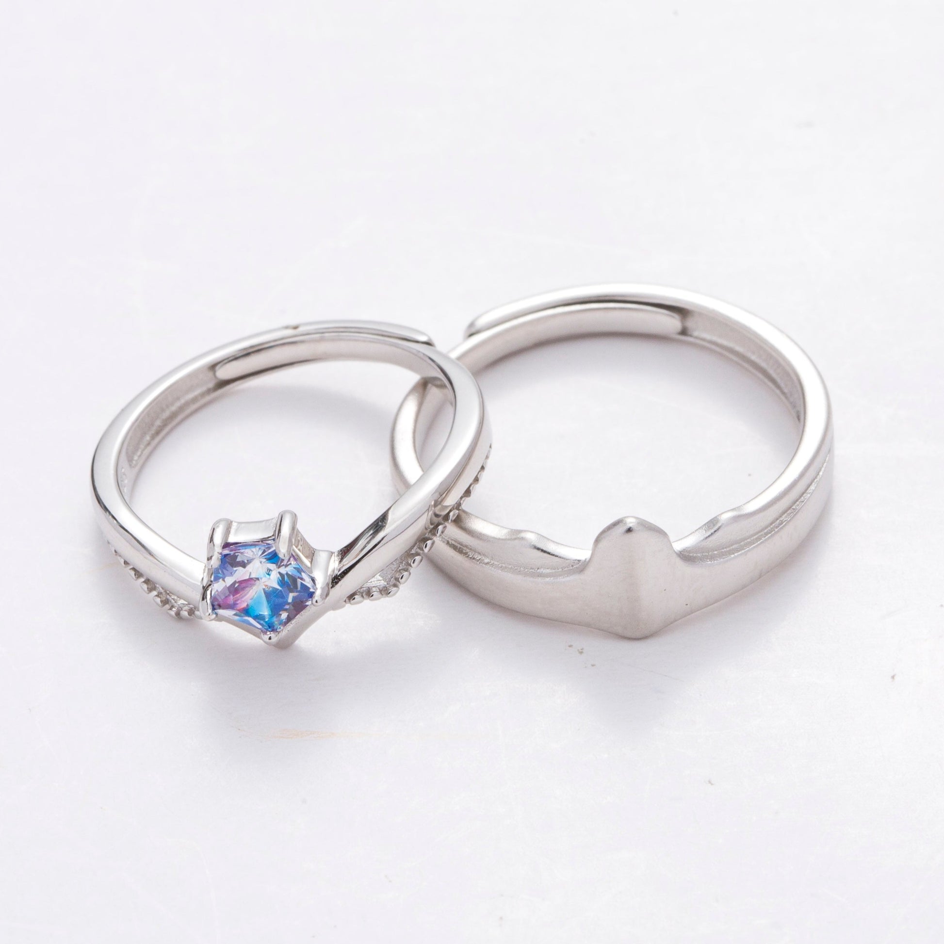 Rainbow Moonstone Ring | Rainbow Couple Rings | AVIJEWELRY