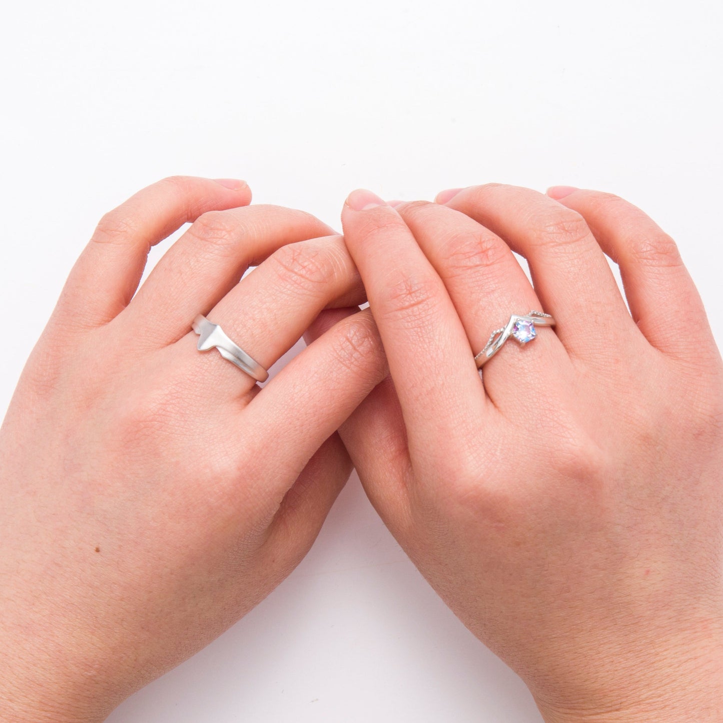 Rainbow Moonstone Ring | Rainbow Couple Rings | AVIJEWELRY