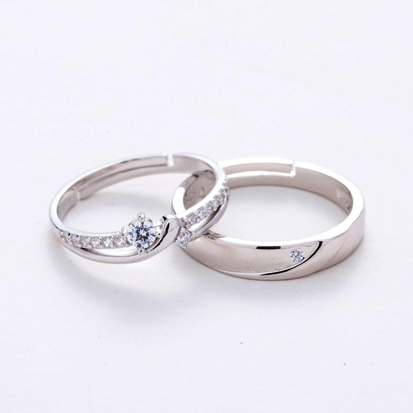AAA Zircon 925 Silver Couple Rings