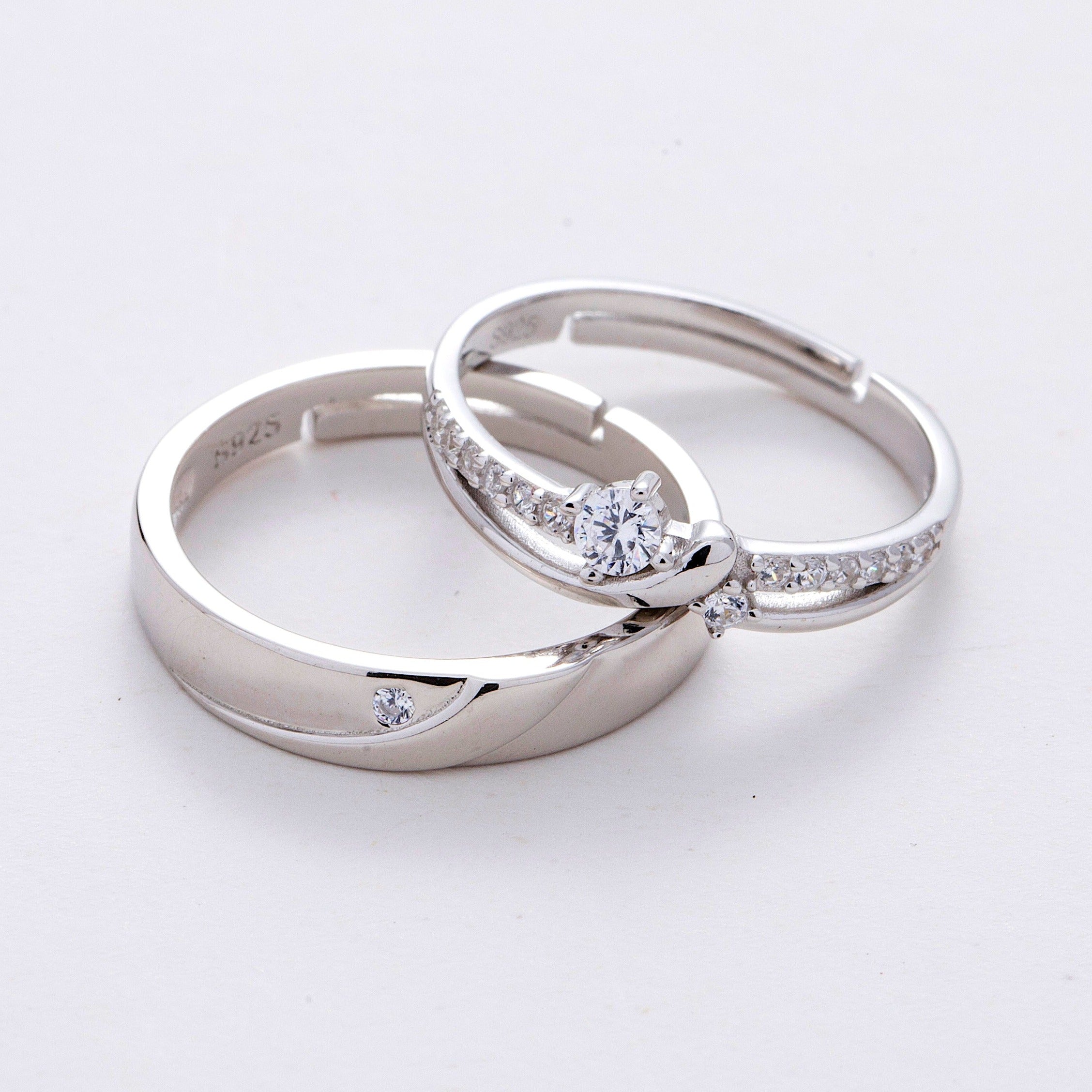 Amazon.com: Meissa Couple Rings 925 Sterling Silver Dainty Twist Couple  Bandsfor Men and WomenSize Adjustable Handmade Promise Rings (Set of Two  Rings) : Handmade Products