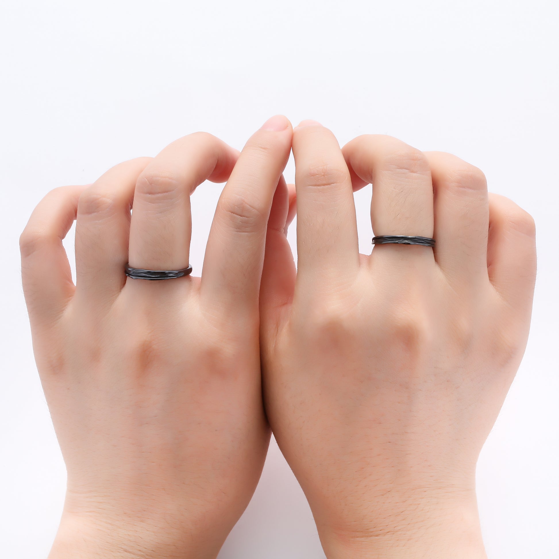 Black Pattern Couple Rings | Black Rings | AVIJEWELRY
