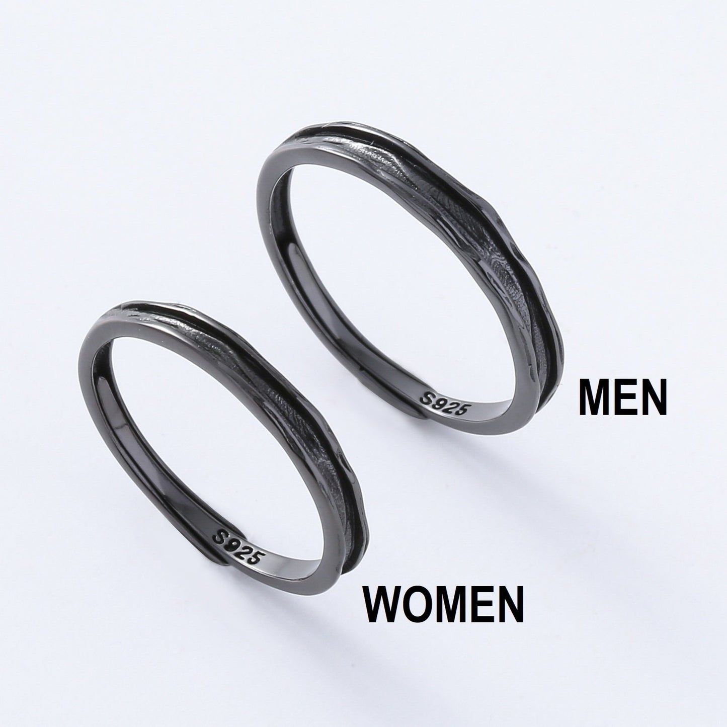 Black Pattern Couple Rings | Black Rings | AVIJEWELRY